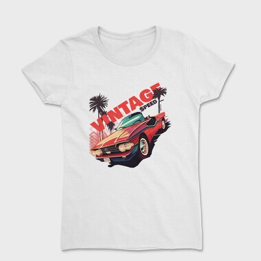 Retro Convertible Phrase Vintage Speed, Women's T-Shirt