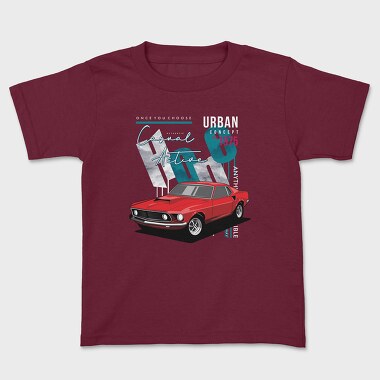 Kids' T-Shirt, Casual Active Red Car
