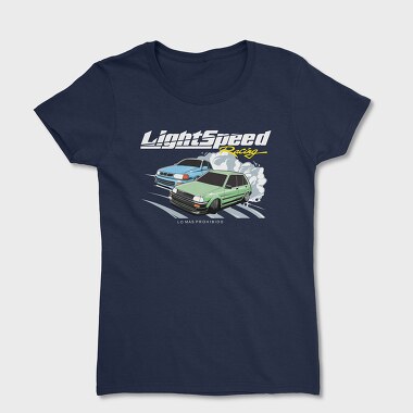 Drift Racing Blue Green Car, Women's T-Shirt