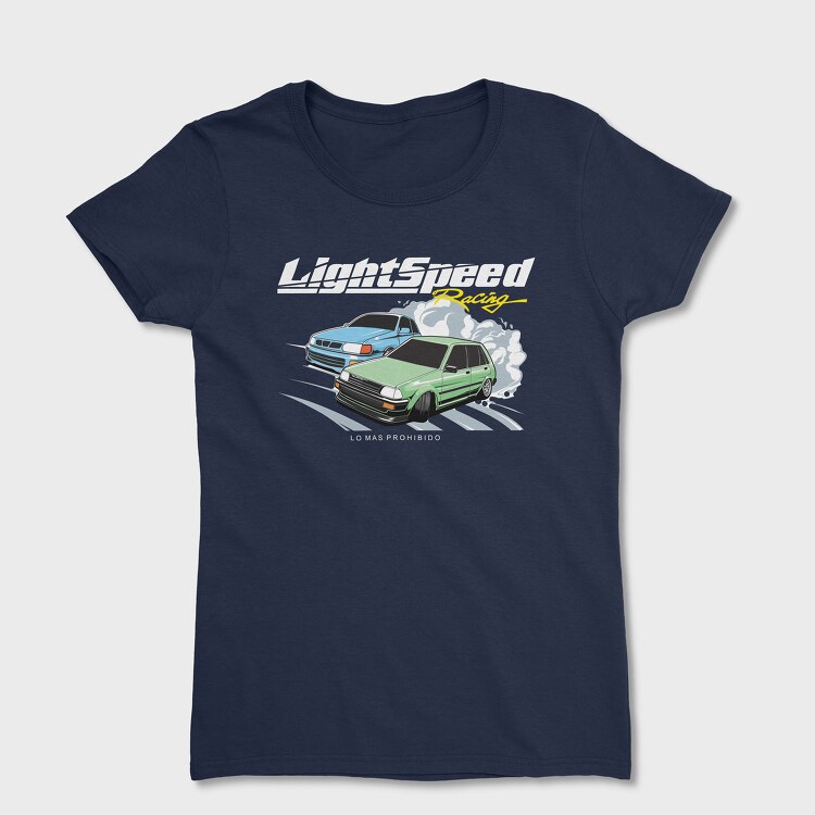 Drift Racing Blue Green Car, Women's T-Shirt