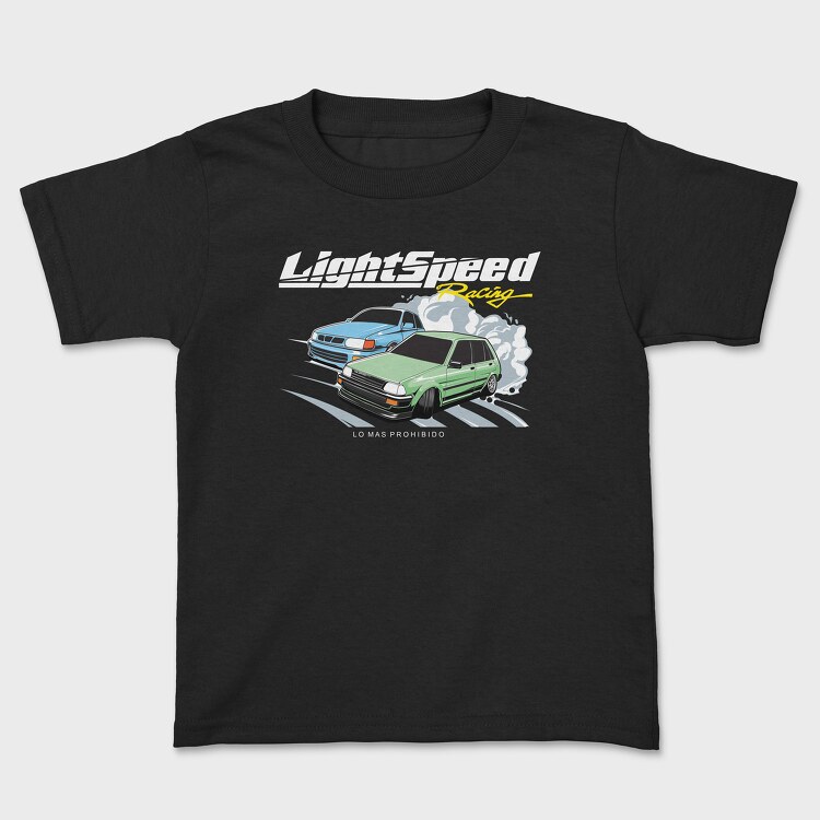 Drift Racing Blue Green Car, Kids' T-Shirt