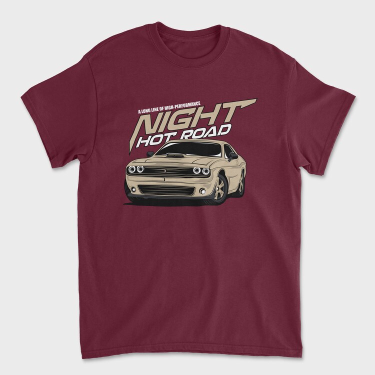 Night Hot Road Mustang, Унисекс Мъжка Тениска