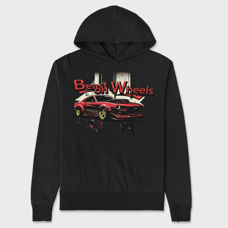 Beast on Wheels Muscle Car, Unisex Men's Hoodie
