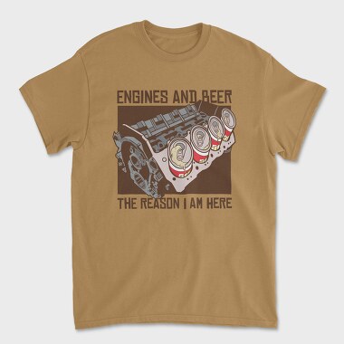 Engine and Beer, Unisex Men's T-Shirt