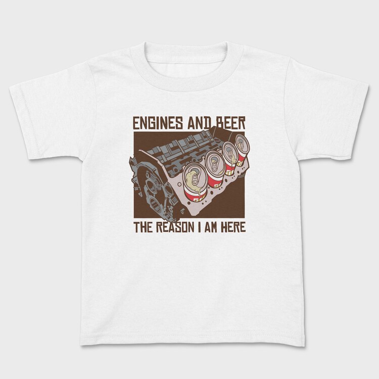 Engine and Beer, Kids' T-Shirt