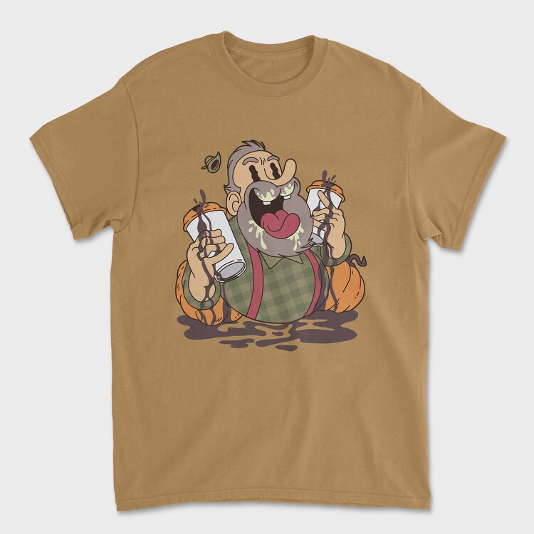 Cartoon Coffee Pumpkin, Unisex Men's T-Shirt