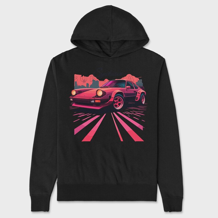 Synthwave Supercar Classic Sports Car Vaporwave, Unisex Men's Hoodie