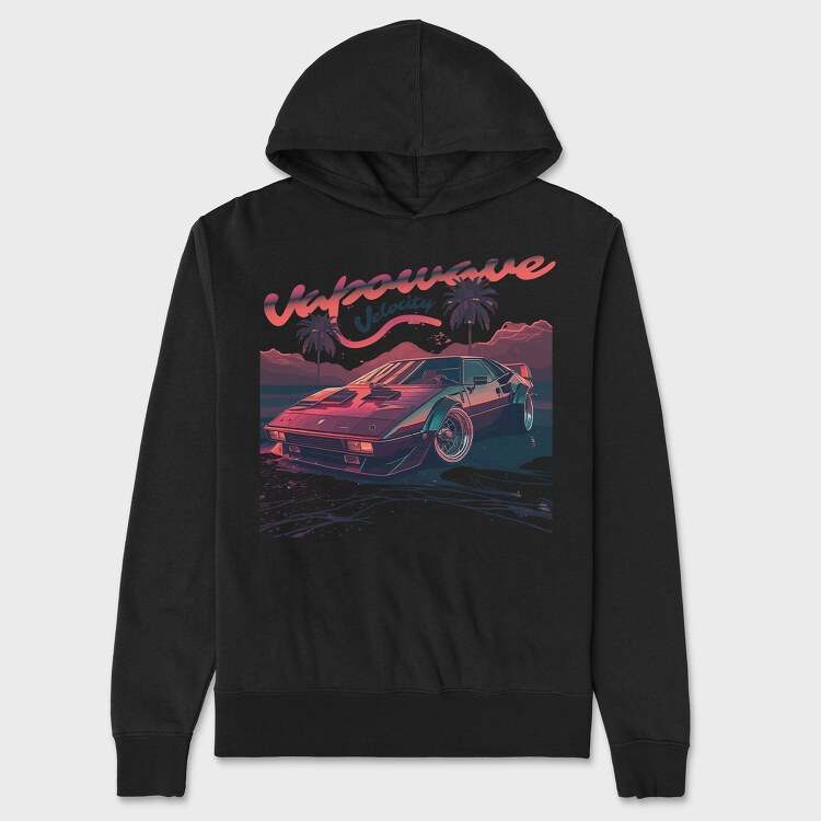 Velocity Classic Sports Car Vaporwave, Unisex Men's Hoodie