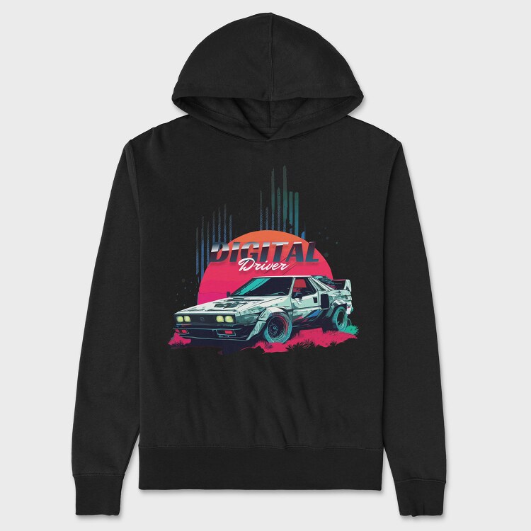 Digital Driver Futuristic Car Vaporwave, Unisex Men's Hoodie