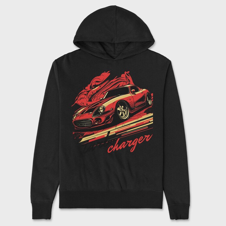 Red Sports Car Turbo Charger, Unisex Men's Hoodie