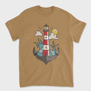 Anchor Lighthouse, Unisex Men's T-Shirt