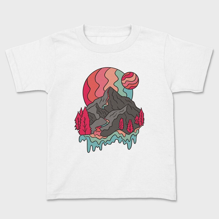 Mountain Rainbow Planets, Kids' T-Shirt
