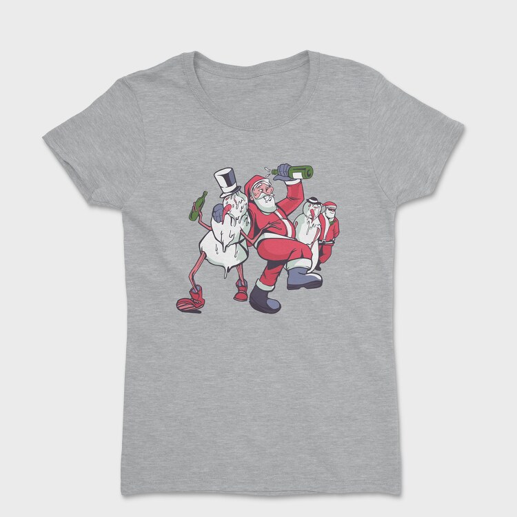 Snowmen Santa Drunk, Дамска Тениска