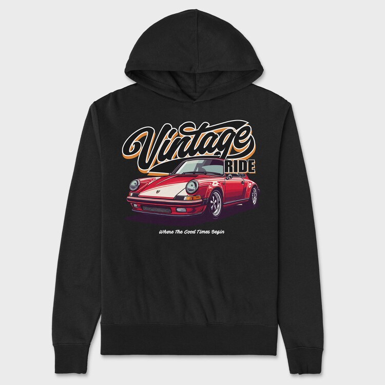 Vintage Ride Porsche, Unisex Men's Hoodie