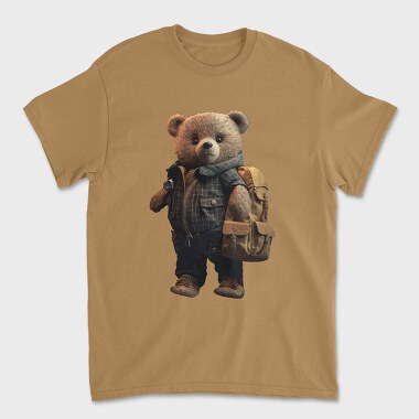 Teddy With Backpak, Unisex Men's T-Shirt