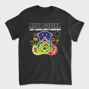 Anti Social Bear, Unisex Men's T-Shirt