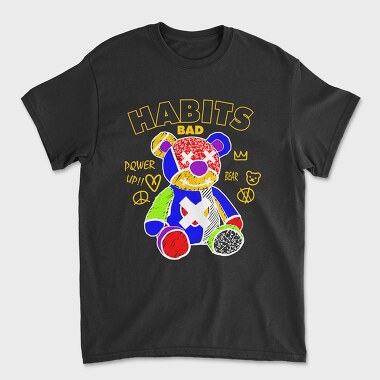 Bad Habits Bear, Unisex Men's T-Shirt