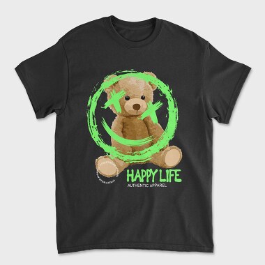 Happy Life Bear, Unisex Men's T-Shirt