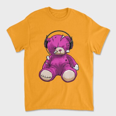 Headphones Pink Bear, Unisex Men's T-Shirt