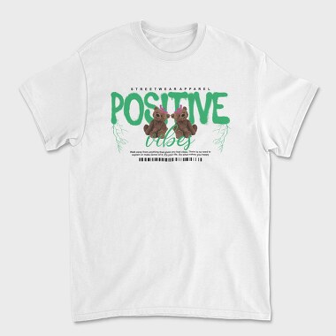 Unisex Men's T-Shirt, Positive Vibes Bear