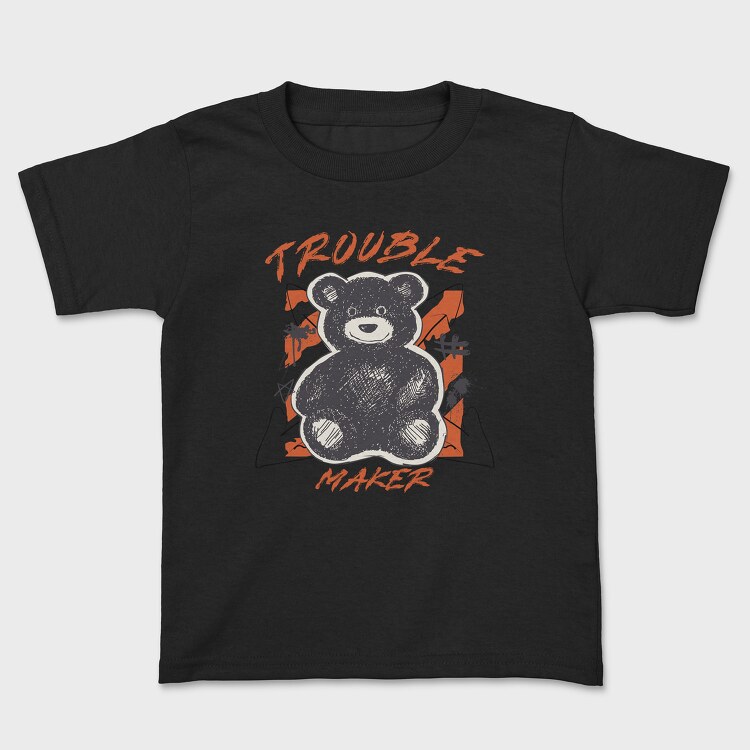 Trouble Maker Bear, Kids' T-Shirt
