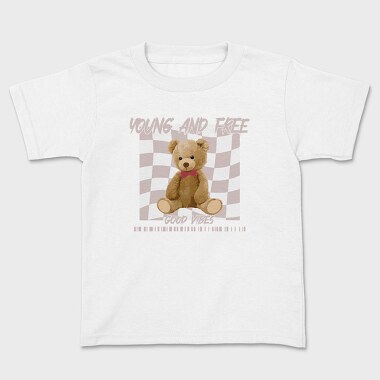 Young and Free Bear, Kids' T-Shirt