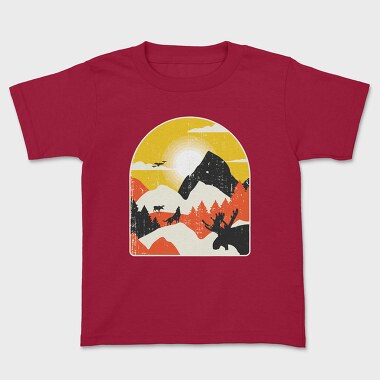 Mountains Wolf Moose, Kids' T-Shirt