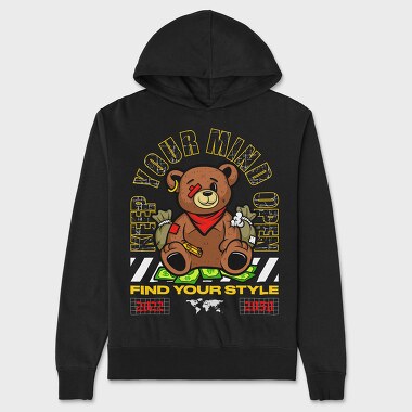 Mind Open Bear, Unisex Men's Hoodie