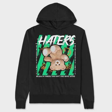 Haters Bear, Unisex Men's Hoodie