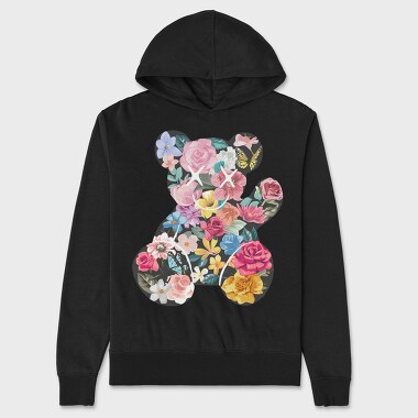 Flowers Teddy Bear, Unisex Men's Hoodie