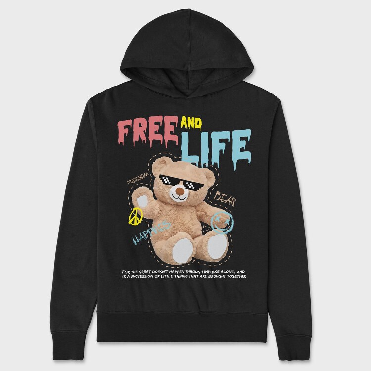 Free Life Bear, Унисекс Мъжко Суичър