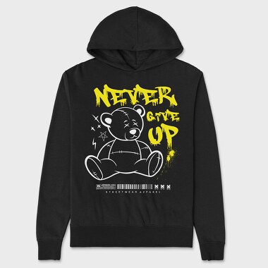 Never Give Up Teddy Bear, Unisex Men's Hoodie