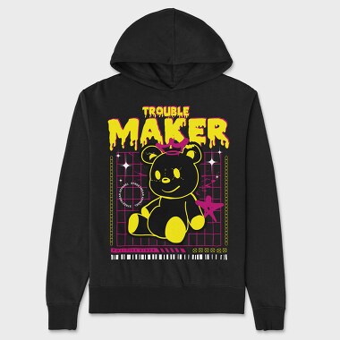 Trouble Maker Teddy Bear, Unisex Men's Hoodie