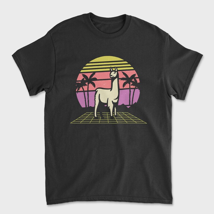 Retro Llama, Unisex Men's T-Shirt