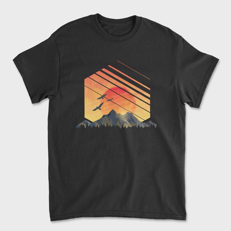 Geometric Sunset, Унисекс Мъжка Тениска