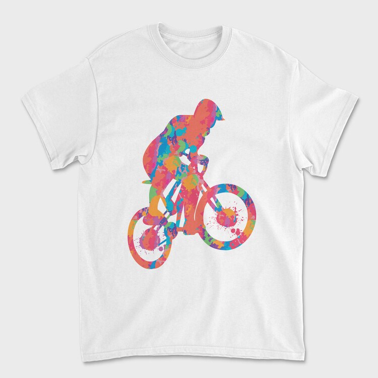 Colorful Cyclist, Unisex Men's T-Shirt