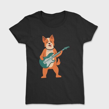 Women's T-Shirt, Dog Playing Guitar 1