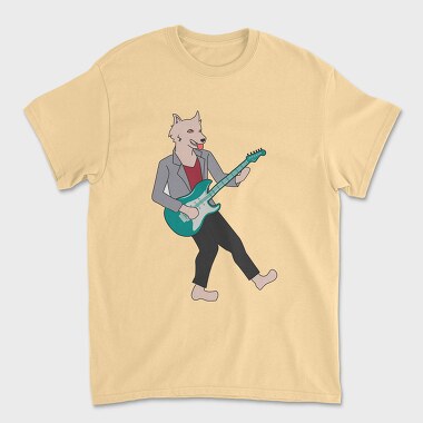 Dog Playing Guitar 10, Unisex Men's T-Shirt