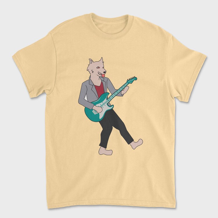 Dog Playing Guitar 10, Unisex Men's T-Shirt