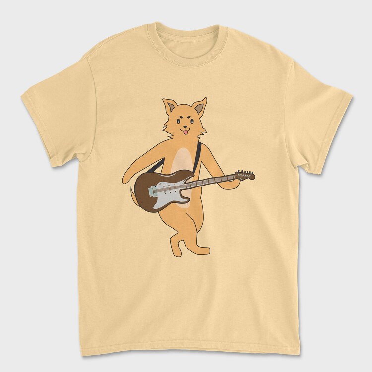 Dog Playing Guitar 13, Унисекс Мъжка Тениска