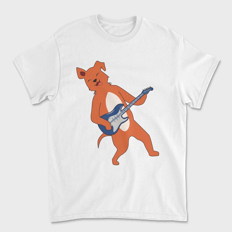 Dog Playing Guitar 14, Unisex Men's T-Shirt