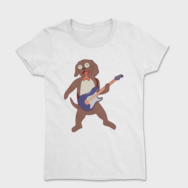 Dog Playing Guitar 2, Дамска Тениска