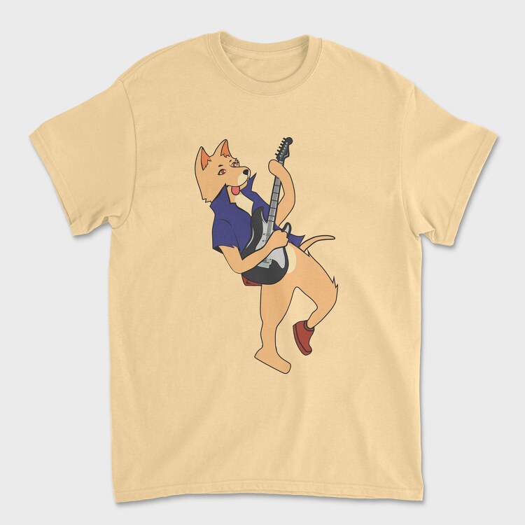 Dog Playing Guitar 3, Унисекс Мъжка Тениска