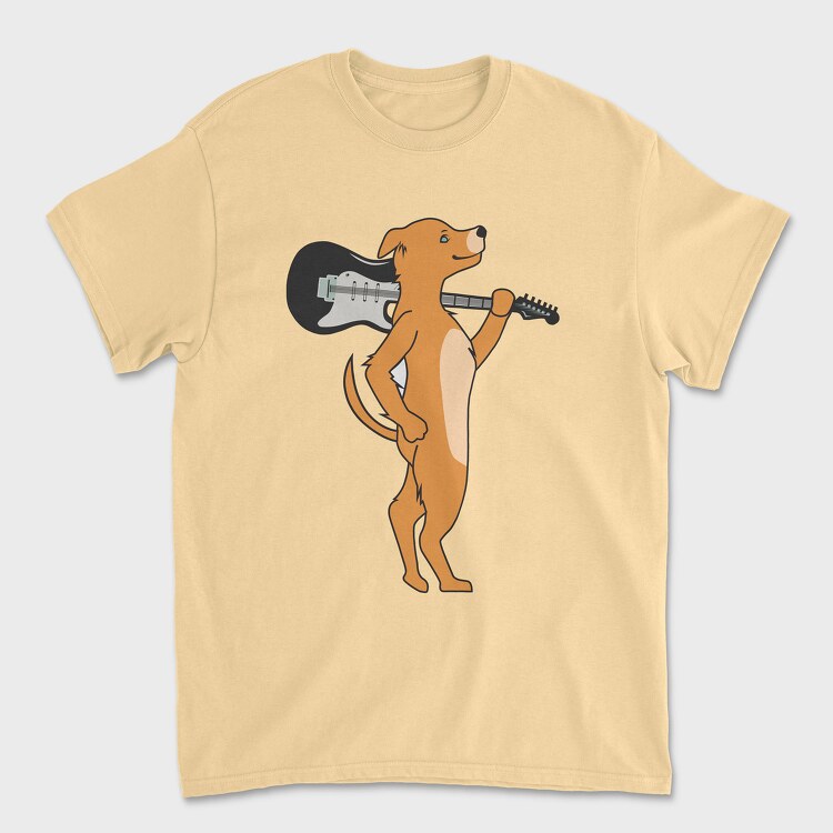 Dog Playing Guitar 6, Унисекс Мъжка Тениска