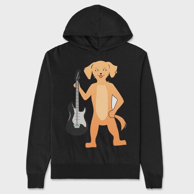 Dog Playing Guitar 9, Unisex Men's Hoodie