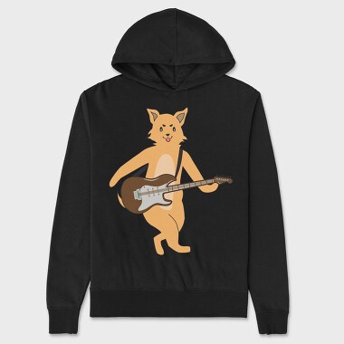 Dog Playing Guitar 13, Unisex Men's Hoodie