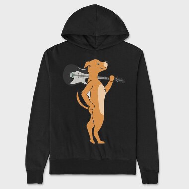 Dog Playing Guitar 6, Unisex Men's Hoodie