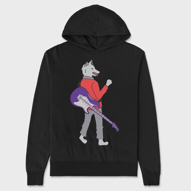 Dog Playing Guitar 7, Unisex Men's Hoodie