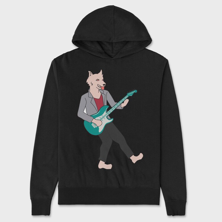 Dog Playing Guitar 10, Unisex Men's Hoodie
