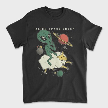 Alien On Sheep, Unisex Men's T-Shirt